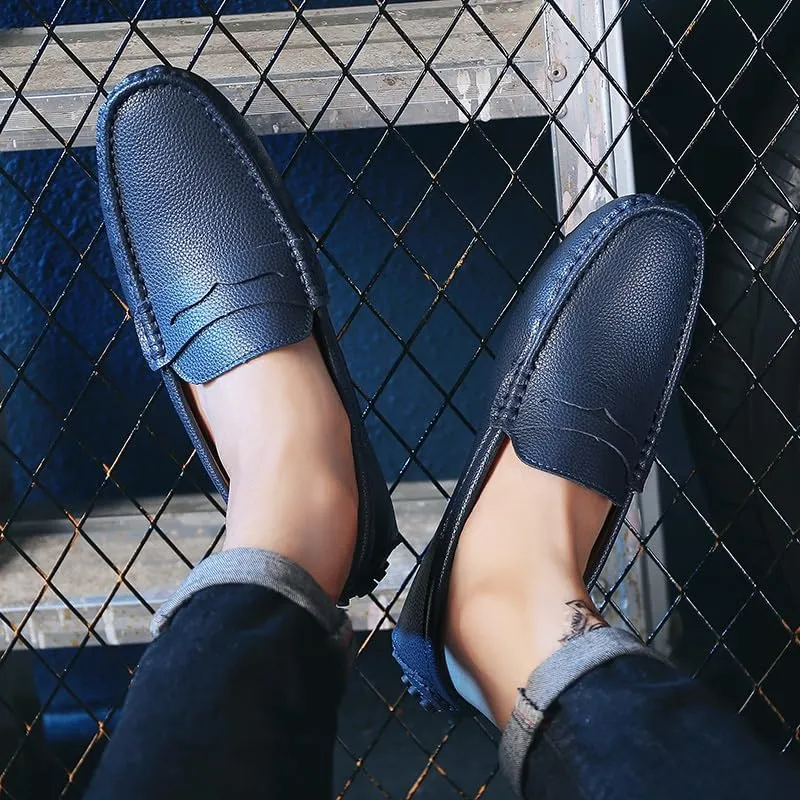 Men's Loafers Shoes Square Toe PU Leather Penny Driving Loafers Comfortable Resistant Anti-Slip Walking Prom Slip On
