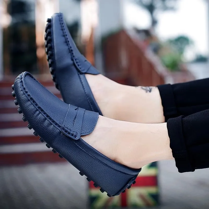 Men's Loafers Shoes Square Toe PU Leather Penny Driving Loafers Comfortable Resistant Anti-Slip Walking Prom Slip On