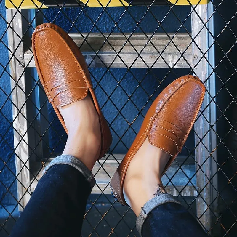 Men's Loafers Shoes Square Toe PU Leather Penny Driving Loafers Comfortable Resistant Anti-Slip Walking Prom Slip On