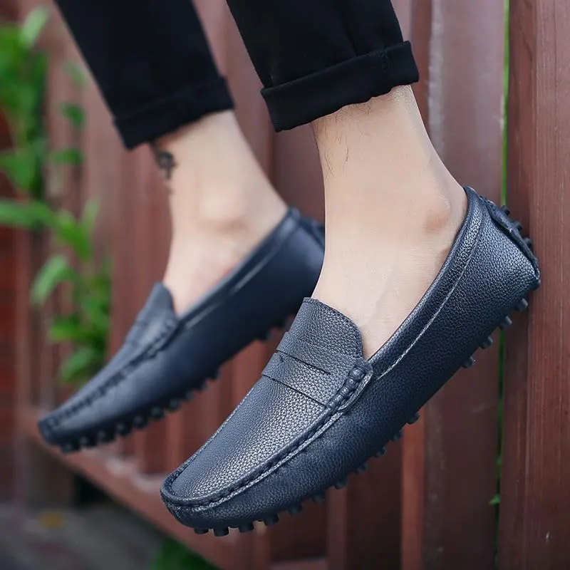 Men's Loafers Shoes Square Toe PU Leather Penny Driving Loafers Comfortable Resistant Anti-Slip Walking Prom Slip On