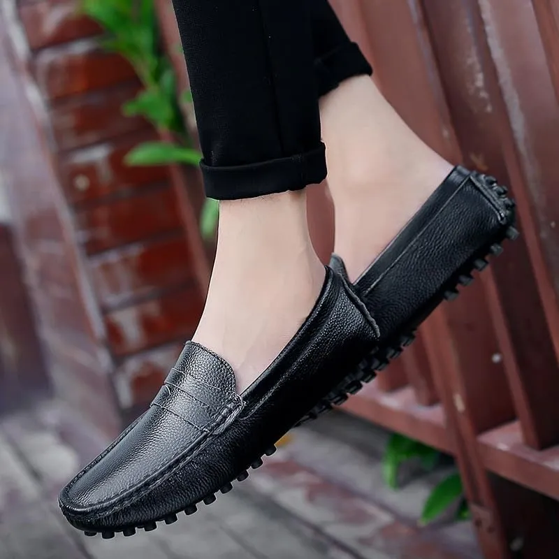 Men's Loafers Shoes Square Toe PU Leather Penny Driving Loafers Comfortable Resistant Anti-Slip Walking Prom Slip On