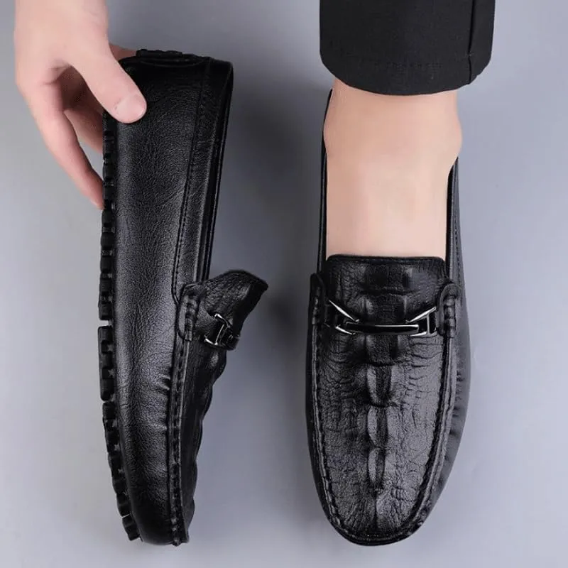 Men's Loafers Slip-On Shoes with Non-Slip Sole Fashion Casual Business Prom Mocasines Boat Leather Shoes