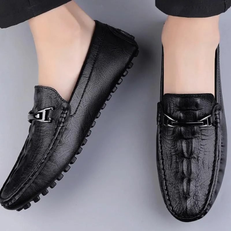 Men's Loafers Slip-On Shoes with Non-Slip Sole Fashion Casual Business Prom Mocasines Boat Leather Shoes
