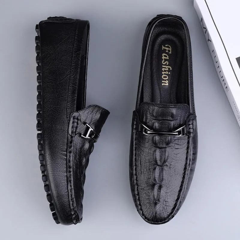 Men's Loafers Slip-On Shoes with Non-Slip Sole Fashion Casual Business Prom Mocasines Boat Leather Shoes