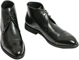 Men's Patent Leather Low Chunky Heel Chelsea Boots Fashion High Gloss Slip-on Business Dress Oxford Boots for Wedding Prom Party Business Work