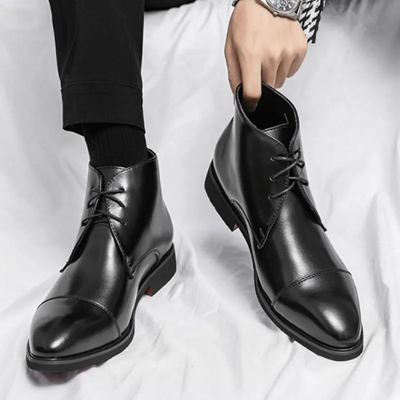 Men's Patent Leather Low Chunky Heel Chelsea Boots Fashion High Gloss Slip-on Business Dress Oxford Boots for Wedding Prom Party Business Work
