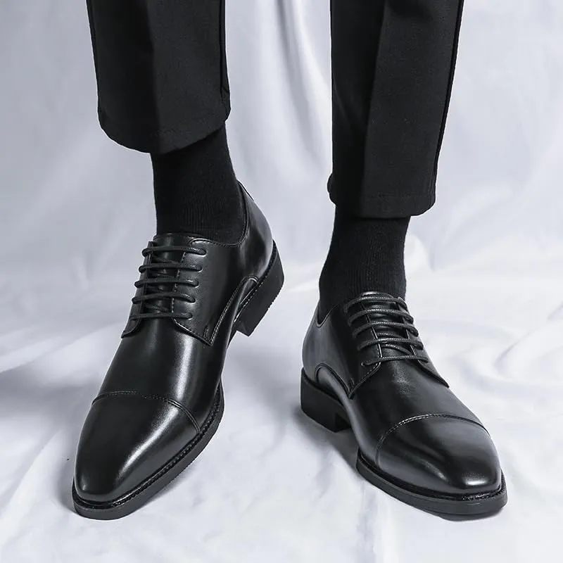 Men's Patent Leather Oxford Shoes Comfortable Classic Pointed Toe Tuxedo Dress Shoes Breathable Leather Wingtip Brogue Shoes for Men(Black,6.5)