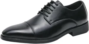 Men's Patent Leather Oxford Shoes Comfortable Classic Pointed Toe Tuxedo Dress Shoes Breathable Leather Wingtip Brogue Shoes for Men(Black,6.5)