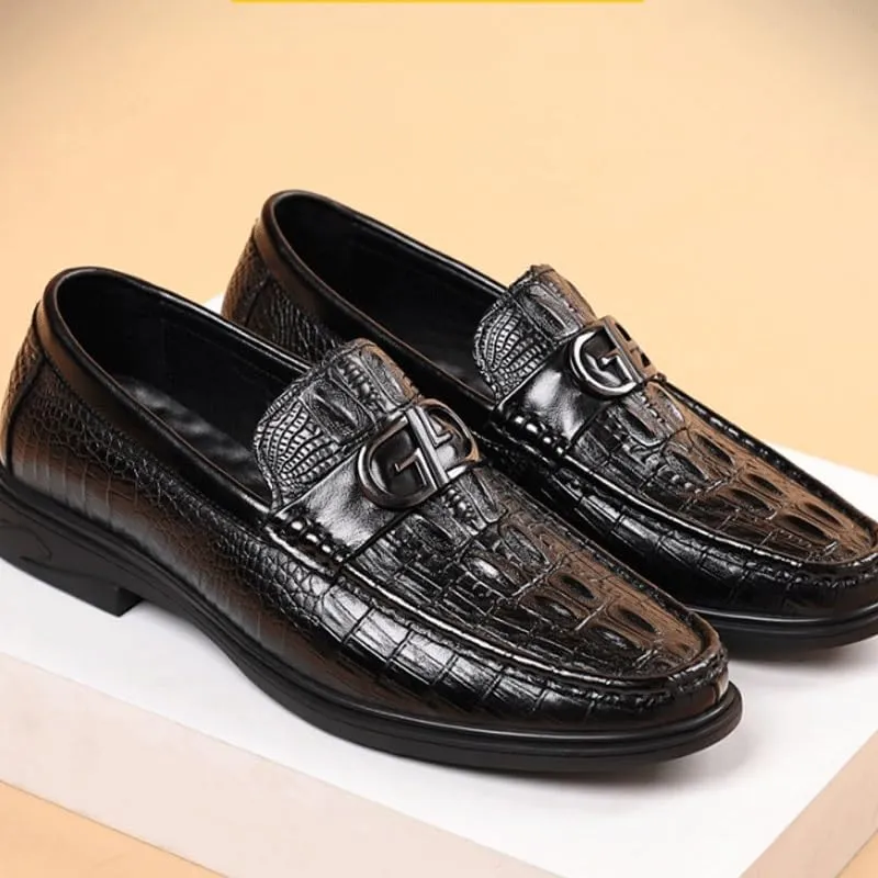Men's Pattern Leather Platform Slip On Tassel Loafers Men Cutout Mesh Handmade Flat Casual Loafers