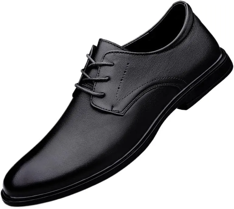 Men's Pointed Toe Oxford Shoes Fashion Lace Up Breathable Comfortable Genuine Leather Dress Shoes Formal Business Wedding Shoes for Men