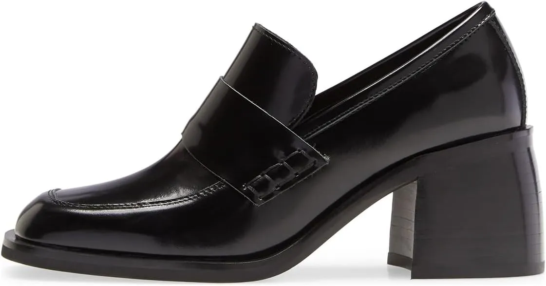 Milooey shoes Women's Platform Chunky Loafers Fashion Mid Heel Penny Loafers Slip On Square Toe Casual Business Work Shoes Size 4-16 Us