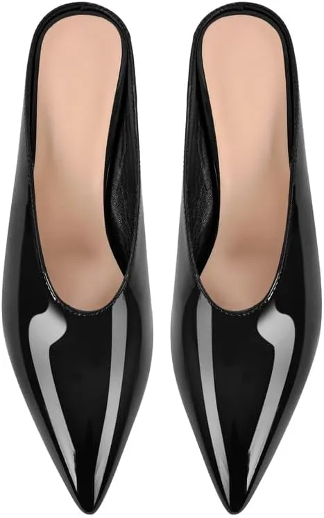 MissHeel Pointed Toe Slip On Unique Wedge Heel Mules 3 inch