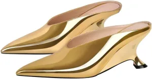 MissHeel Pointed Toe Slip On Unique Wedge Heel Mules 3 inch