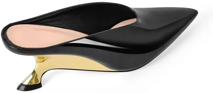 MissHeel Pointed Toe Slip On Unique Wedge Heel Mules 3 inch