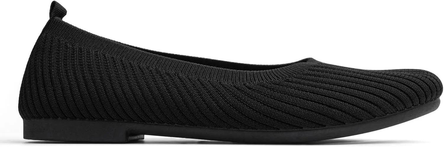 MUSSHOE Ballet Flats Shoes for Women Dressy, Comfortable Soft Knit Round Toe Women's Flat, Casual Work Office