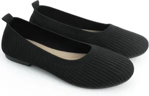 MUSSHOE Ballet Flats Shoes for Women Dressy, Comfortable Soft Knit Round Toe Women's Flat, Casual Work Office
