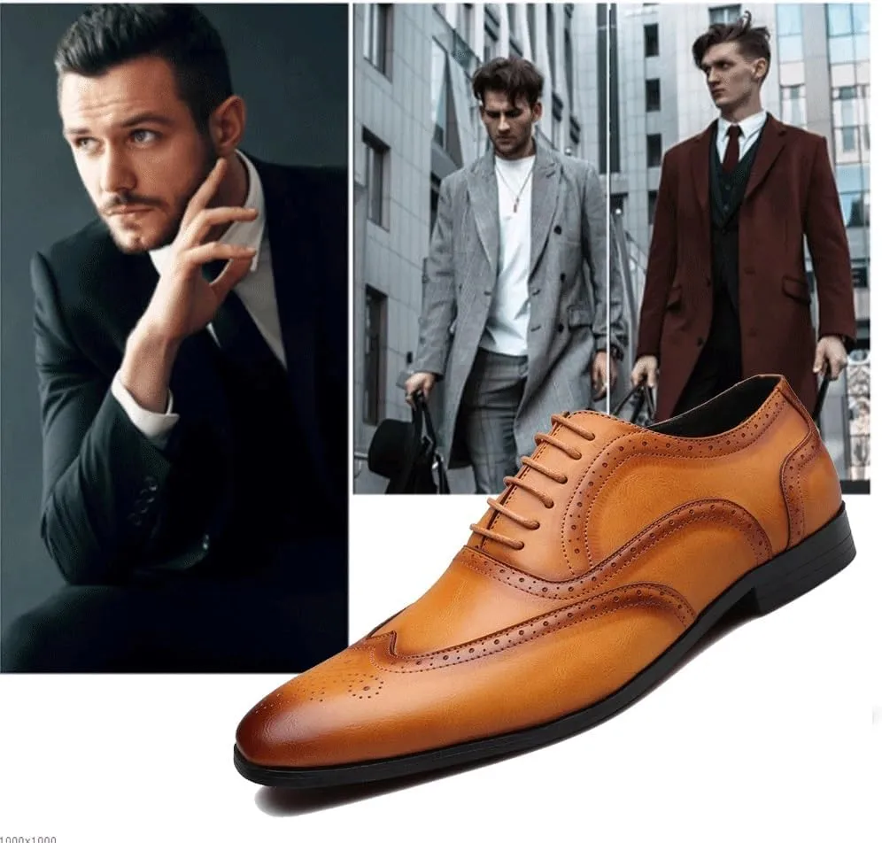 New Formal Leather Shoes for Men Men's Business Casual Leather Shoes Dinner Party Pointy Shoeses Fashion Brogue Men's Shoes