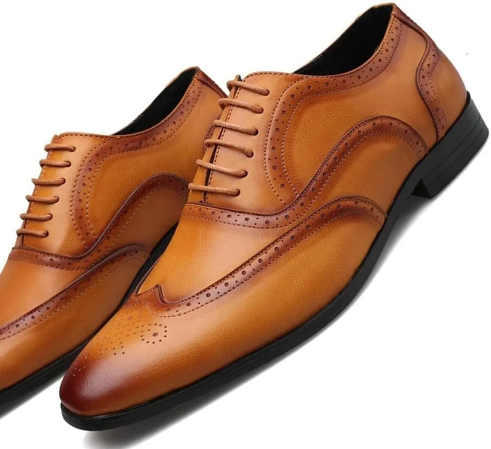 New Formal Leather Shoes for Men Men's Business Casual Leather Shoes Dinner Party Pointy Shoeses Fashion Brogue Men's Shoes