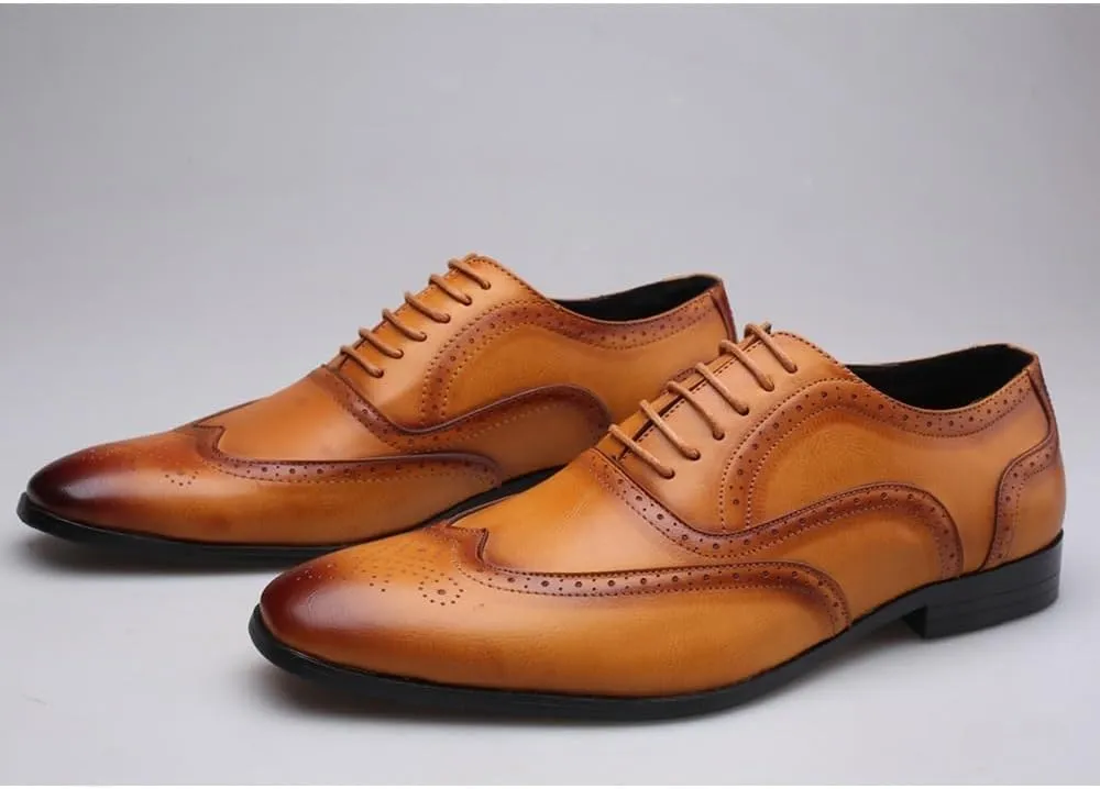 New Formal Leather Shoes for Men Men's Business Casual Leather Shoes Dinner Party Pointy Shoeses Fashion Brogue Men's Shoes