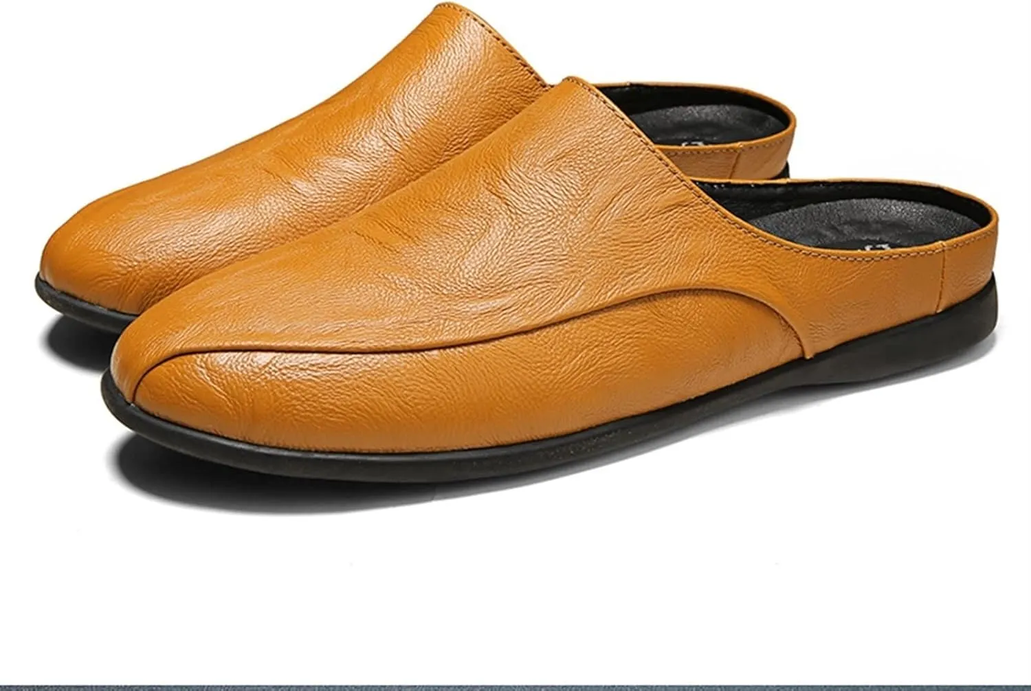New Loafers for Men Breathable Brogue Shoes Backless Leather Flexible Anti-slip Comfortable Outdoor Prom Slip-on