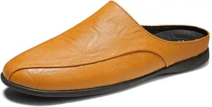 New Loafers for Men Breathable Brogue Shoes Backless Leather Flexible Anti-slip Comfortable Outdoor Prom Slip-on