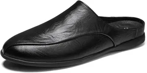 New Loafers for Men Breathable Brogue Shoes Backless Leather Flexible Anti-slip Comfortable Outdoor Prom Slip-on