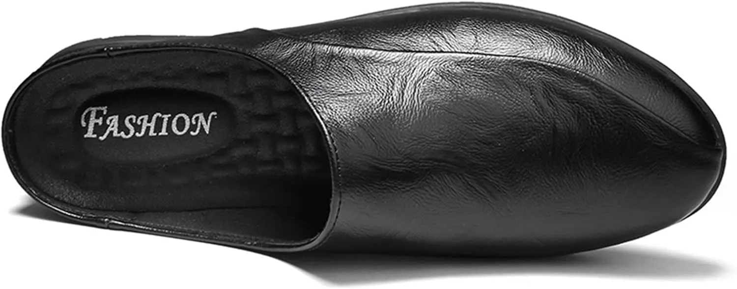 New Loafers for Men Breathable Brogue Shoes Backless Leather Flexible Anti-slip Comfortable Outdoor Prom Slip-on