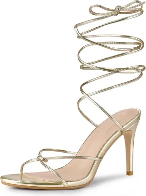 Perphy Lace Up Slingback Strappy Stiletto Heels Sandals for Women