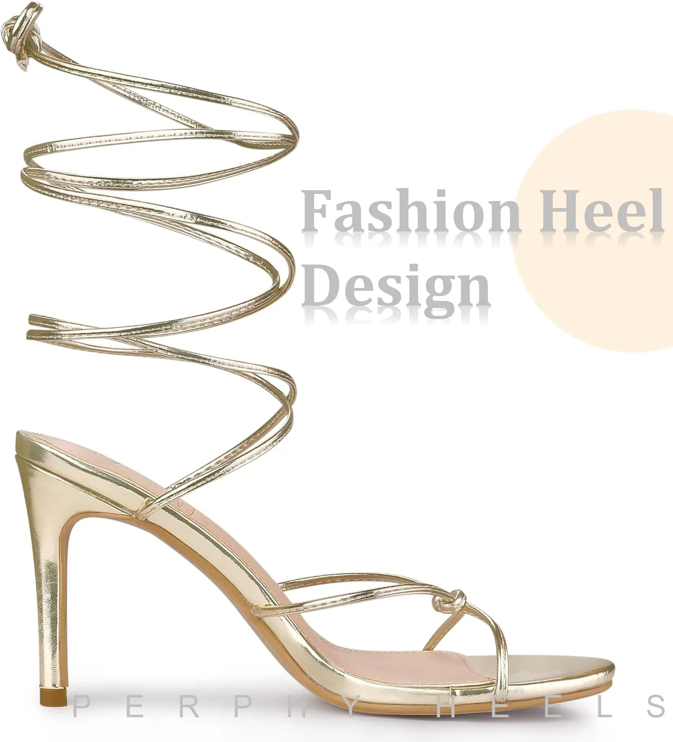 Perphy Lace Up Slingback Strappy Stiletto Heels Sandals for Women