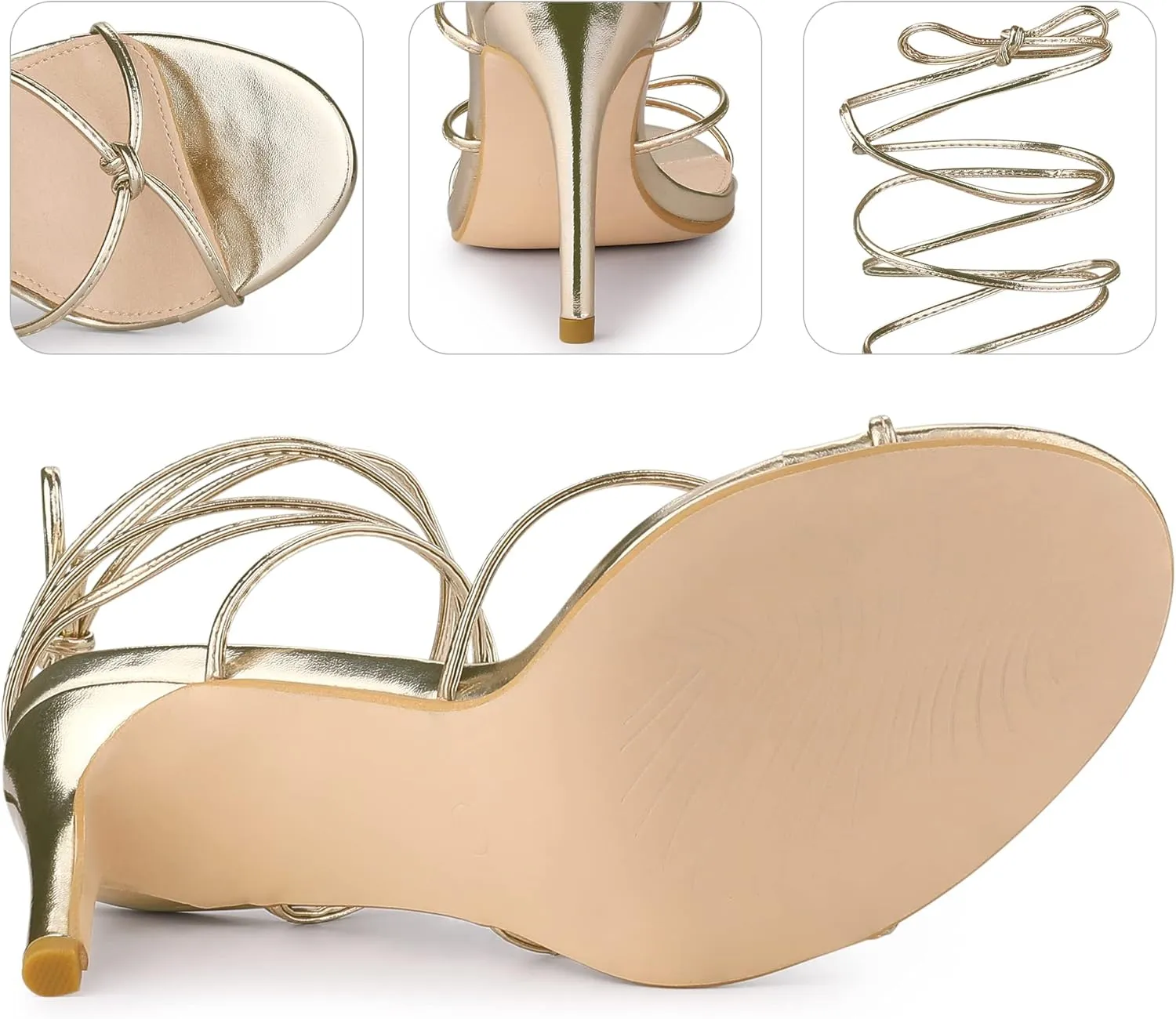 Perphy Lace Up Slingback Strappy Stiletto Heels Sandals for Women