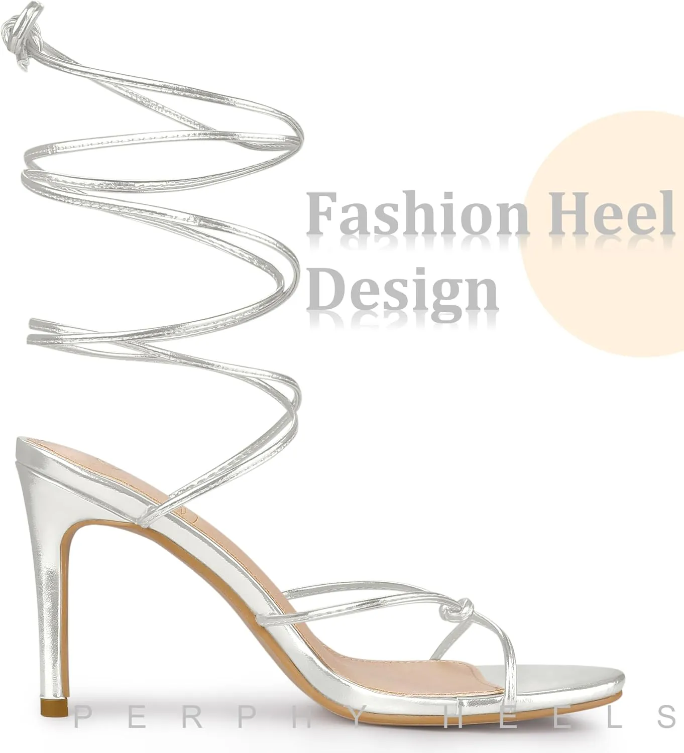 Perphy Lace Up Slingback Strappy Stiletto Heels Sandals for Women