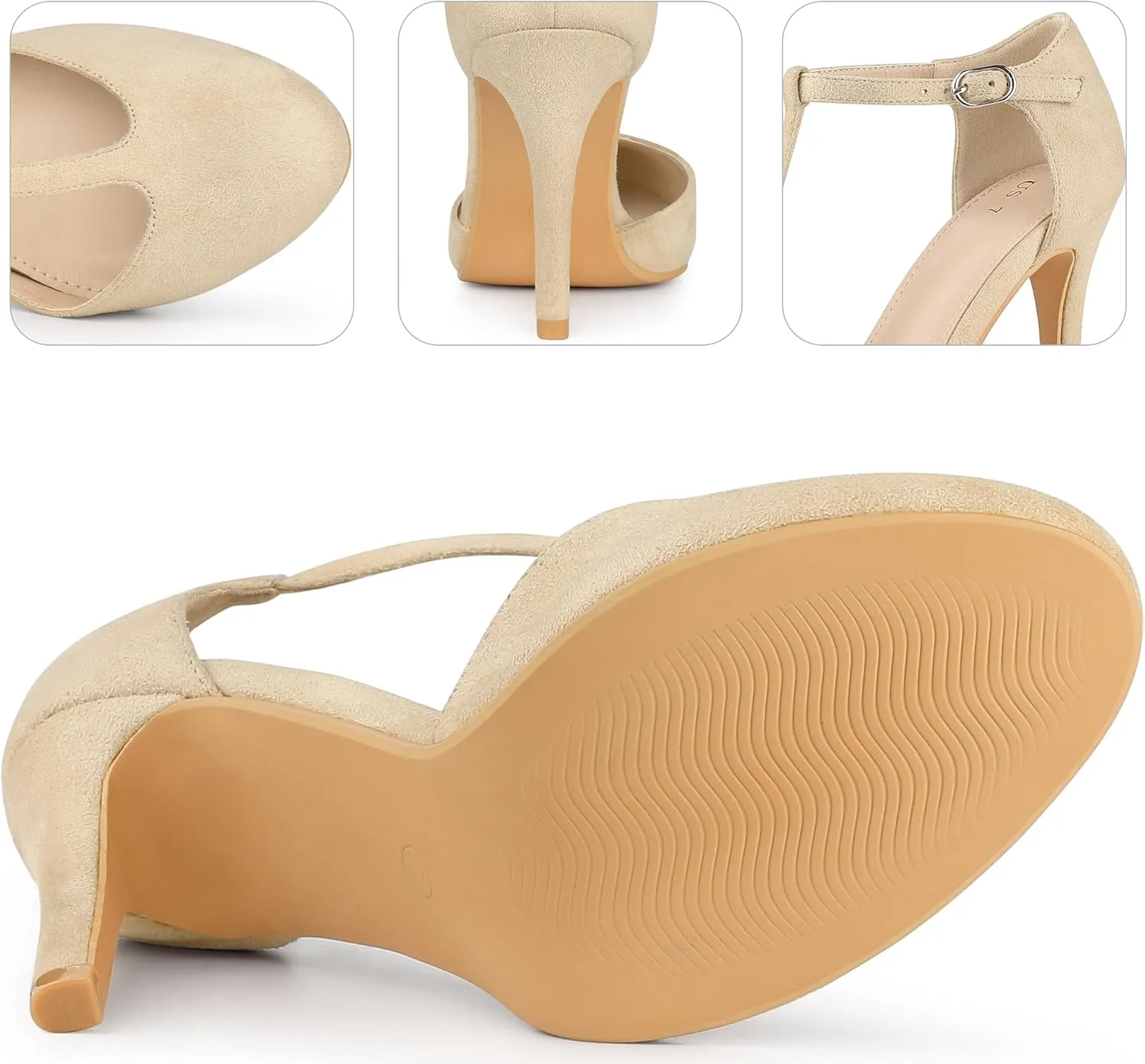 Perphy Mary Janes Pumps T-Strap Ankle Strap Stiletto Heels for Women