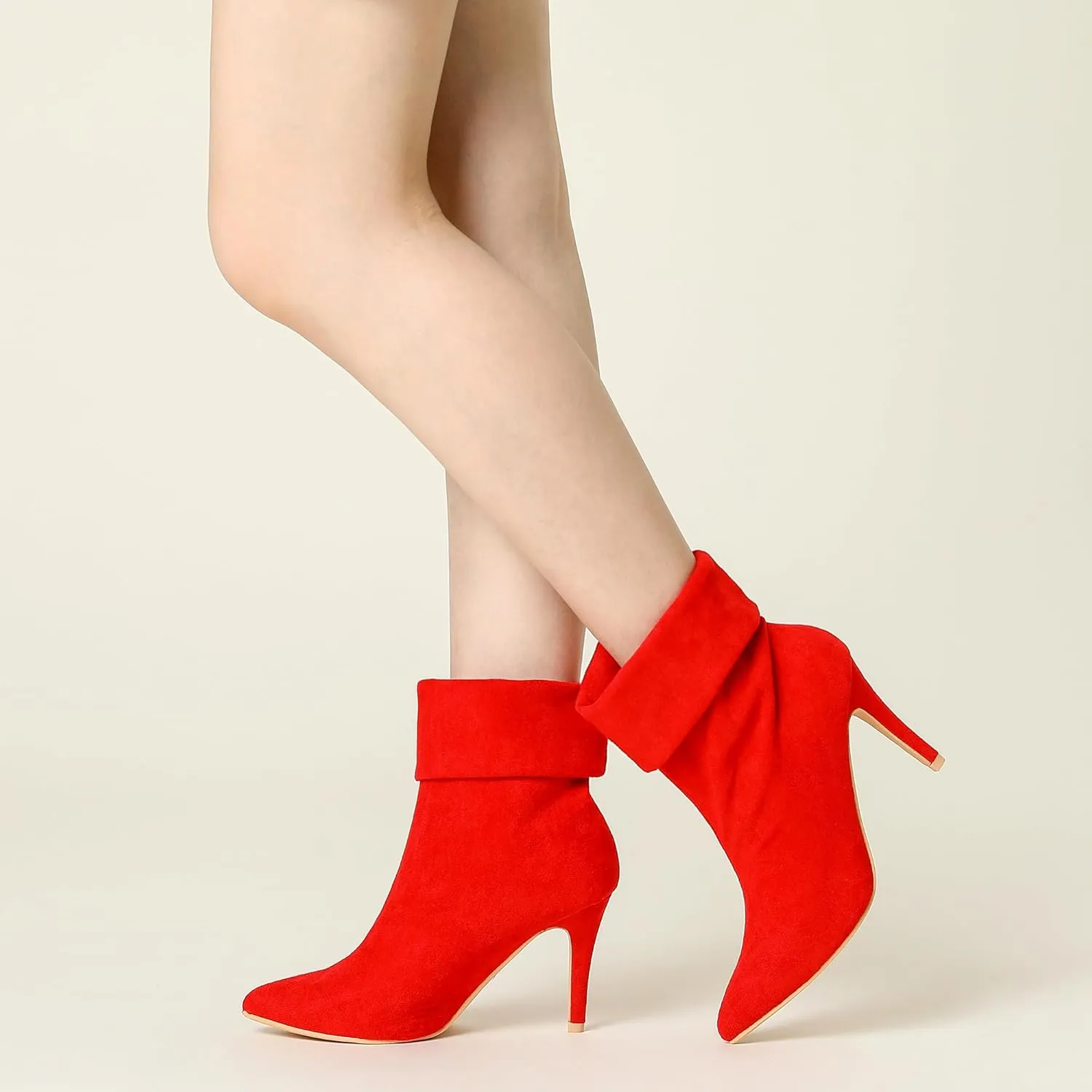 Perphy Sock Boots Pointed Toe Foldable Stiletto Heels Ankle Boots for Women