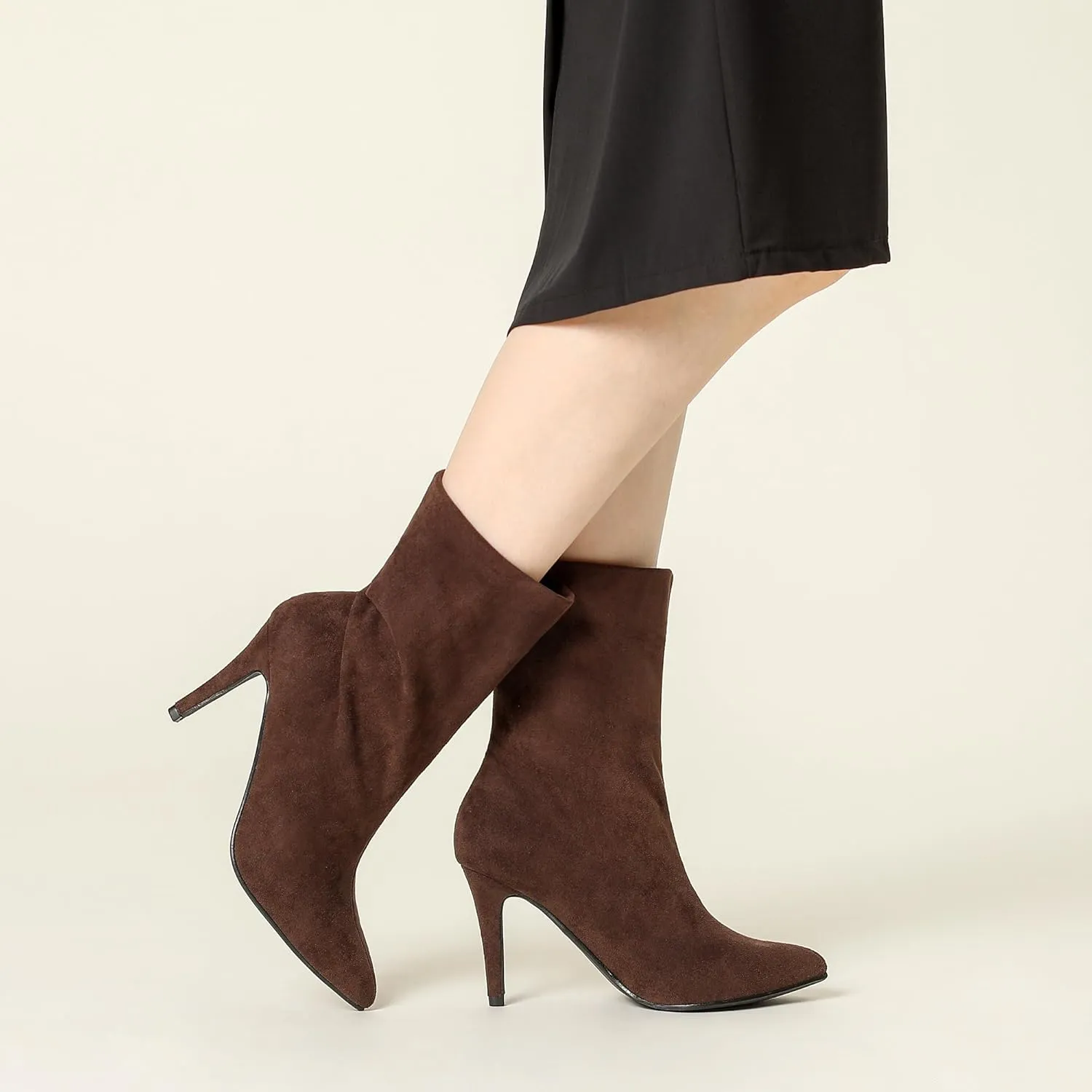 Perphy Sock Boots Pointed Toe Foldable Stiletto Heels Ankle Boots for Women