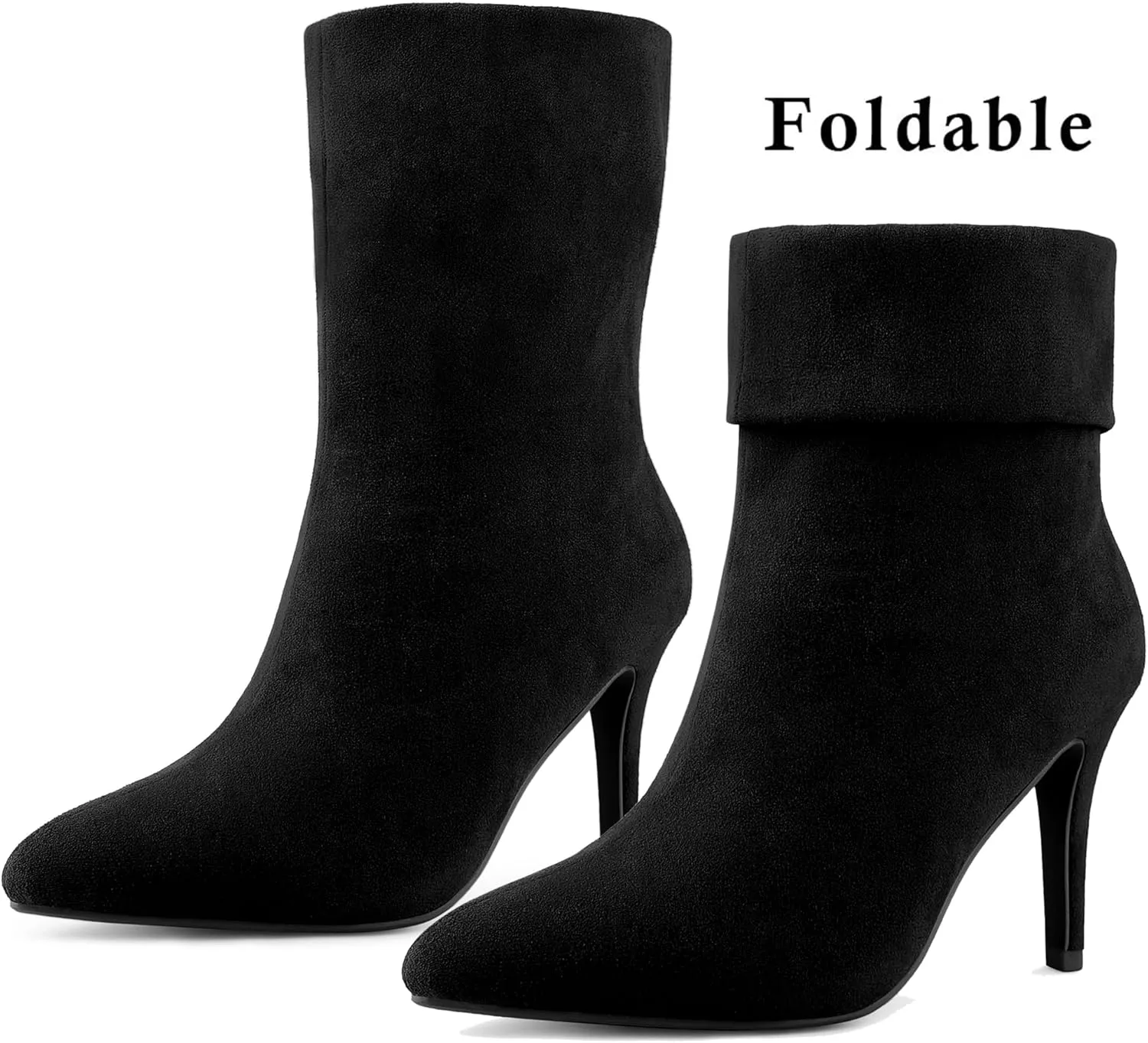 Perphy Sock Boots Pointed Toe Foldable Stiletto Heels Ankle Boots for Women