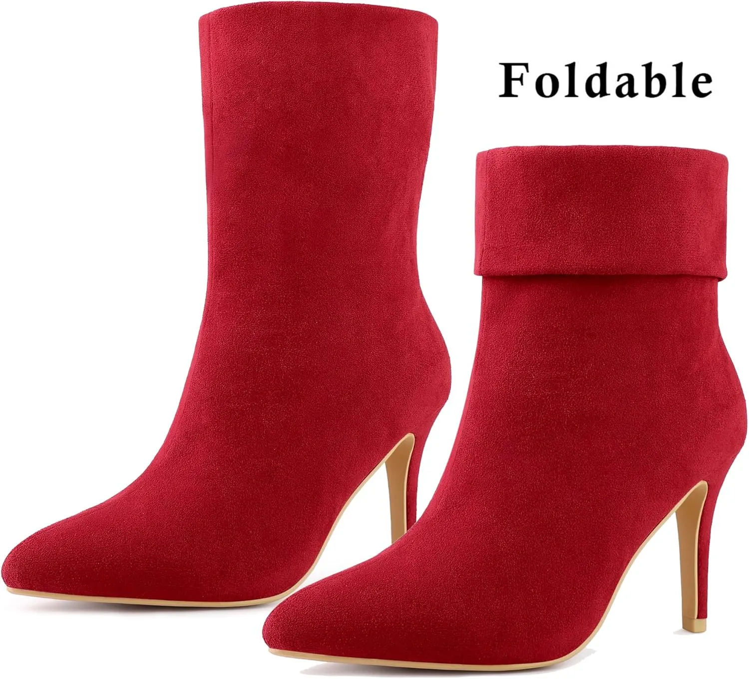 Perphy Sock Boots Pointed Toe Foldable Stiletto Heels Ankle Boots for Women