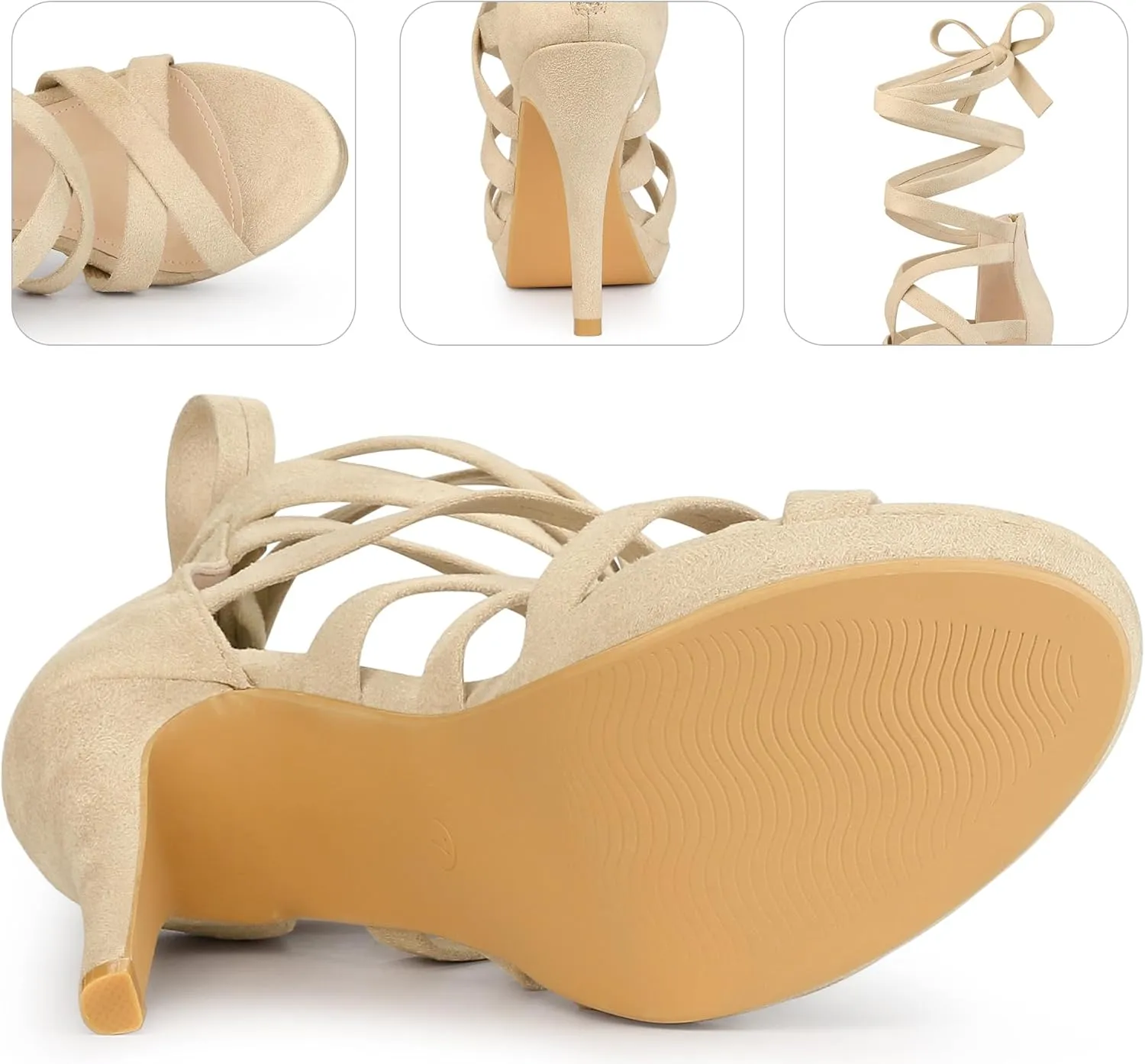 Perphy Strappy Platform Lace Up Stiletto Heels Sandals for Women