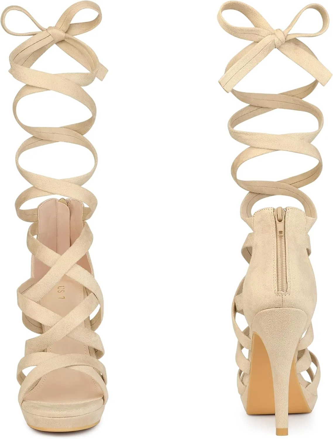 Perphy Strappy Platform Lace Up Stiletto Heels Sandals for Women