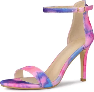 Perphy Tie Dye Ankle Strap Stiletto Heels Sandals for Women