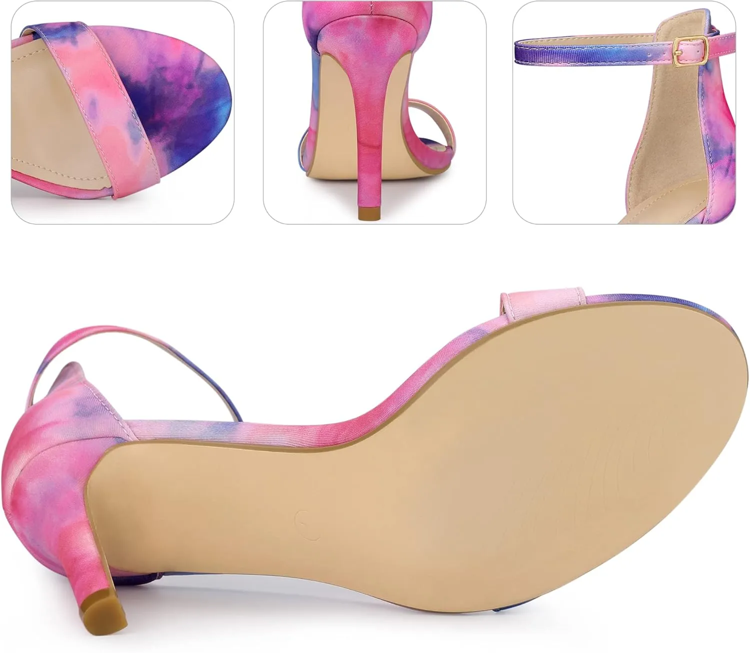 Perphy Tie Dye Ankle Strap Stiletto Heels Sandals for Women
