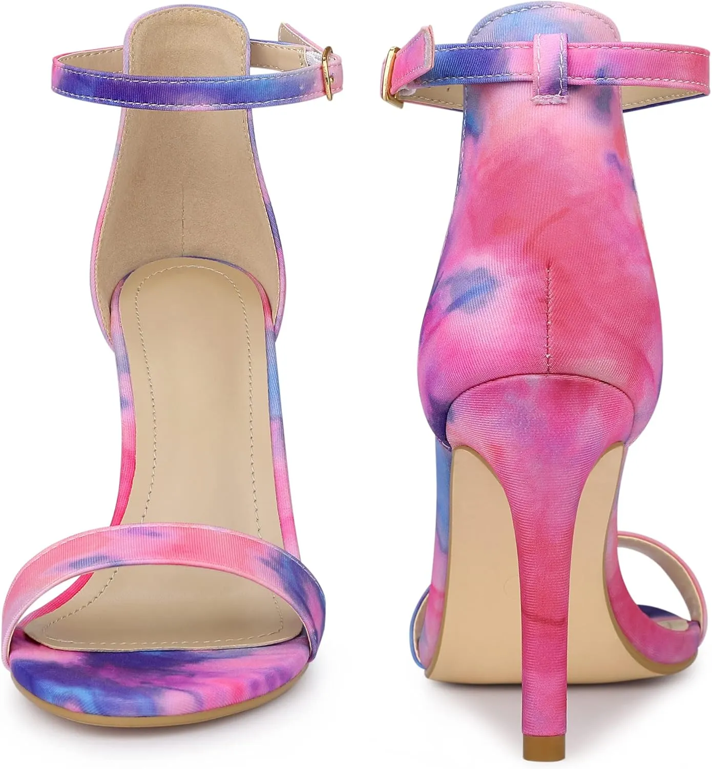 Perphy Tie Dye Ankle Strap Stiletto Heels Sandals for Women