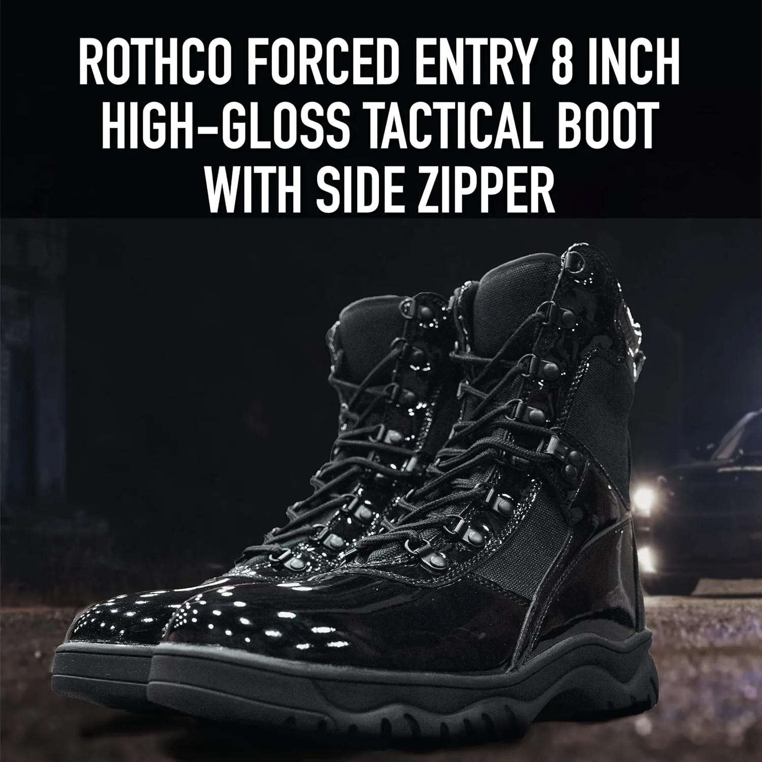 Rothco Forced Entry High-Gloss Tactical Boot with Side Zipper - 8 Inch