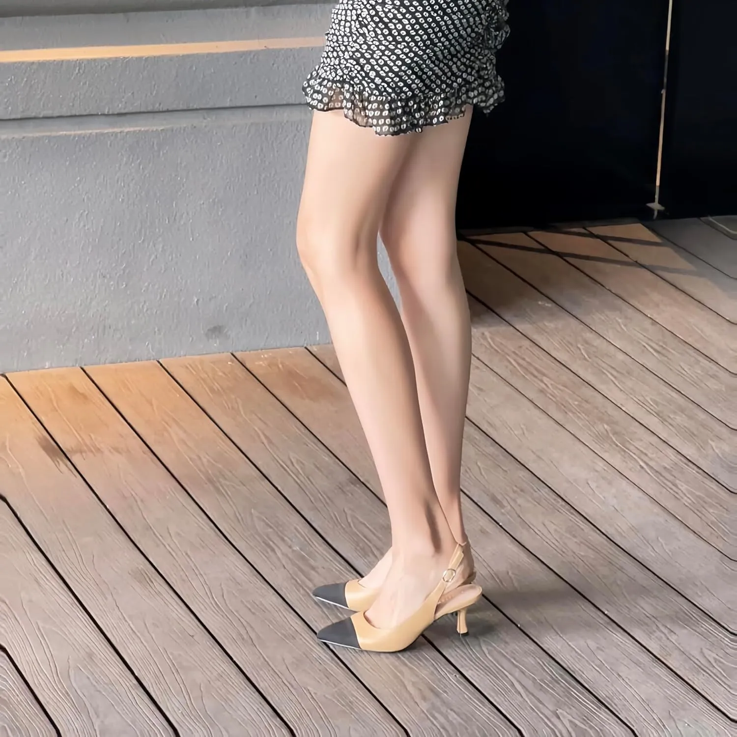 Slingback Kitten Heels for Women Pumps Pointed Toe Low Heel 2.7 in Kitten Heels Women Pumps Slip On Dress Shoes with Buckle Strap for Dating Party Working