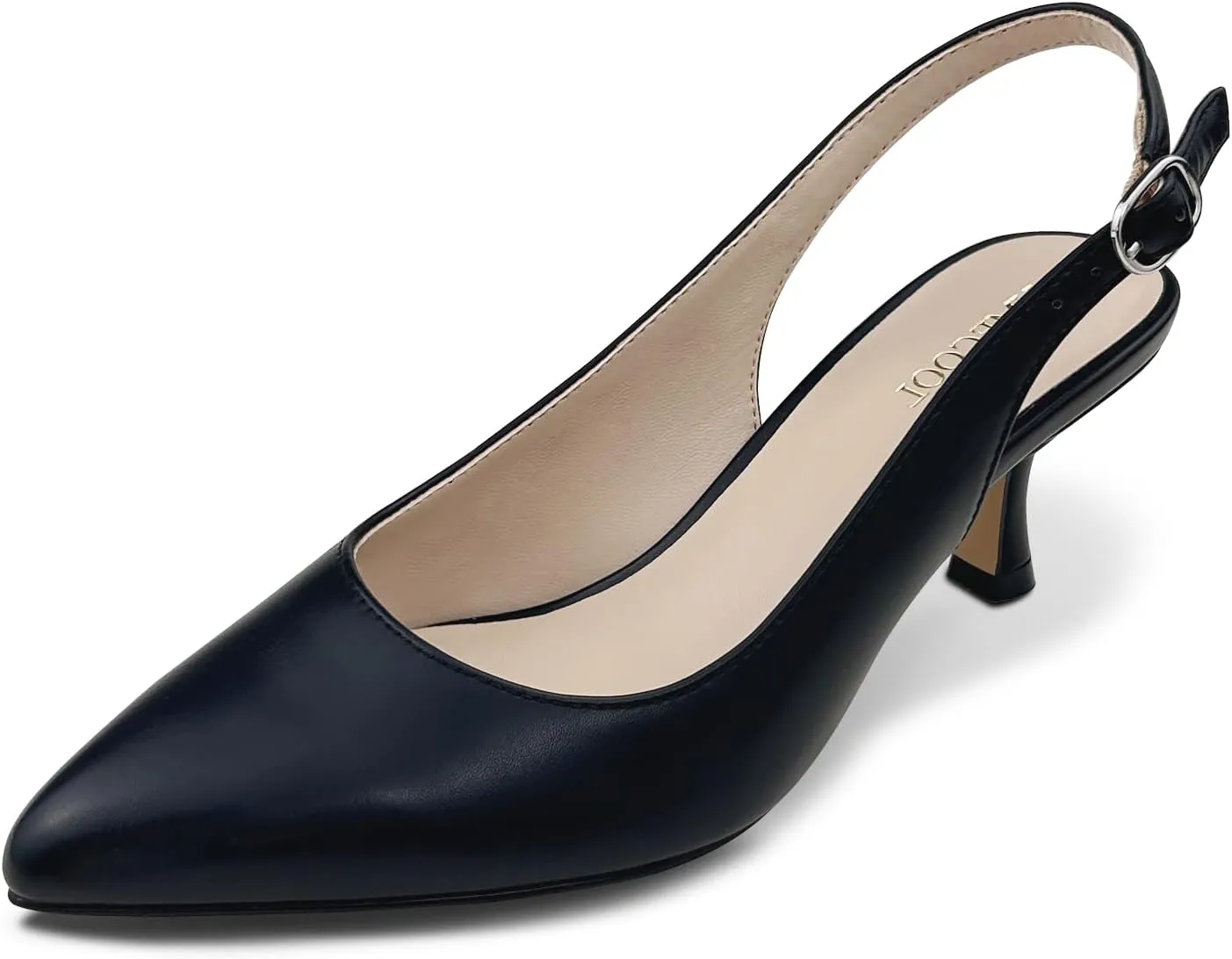 Slingback Kitten Heels for Women Pumps Pointed Toe Low Heel 2.7 in Kitten Heels Women Pumps Slip On Dress Shoes with Buckle Strap for Dating Party Working