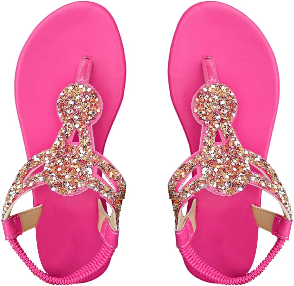 SweatyRocks Women's Glitter Flip Flops Casual Thong Sandals with Back Strap