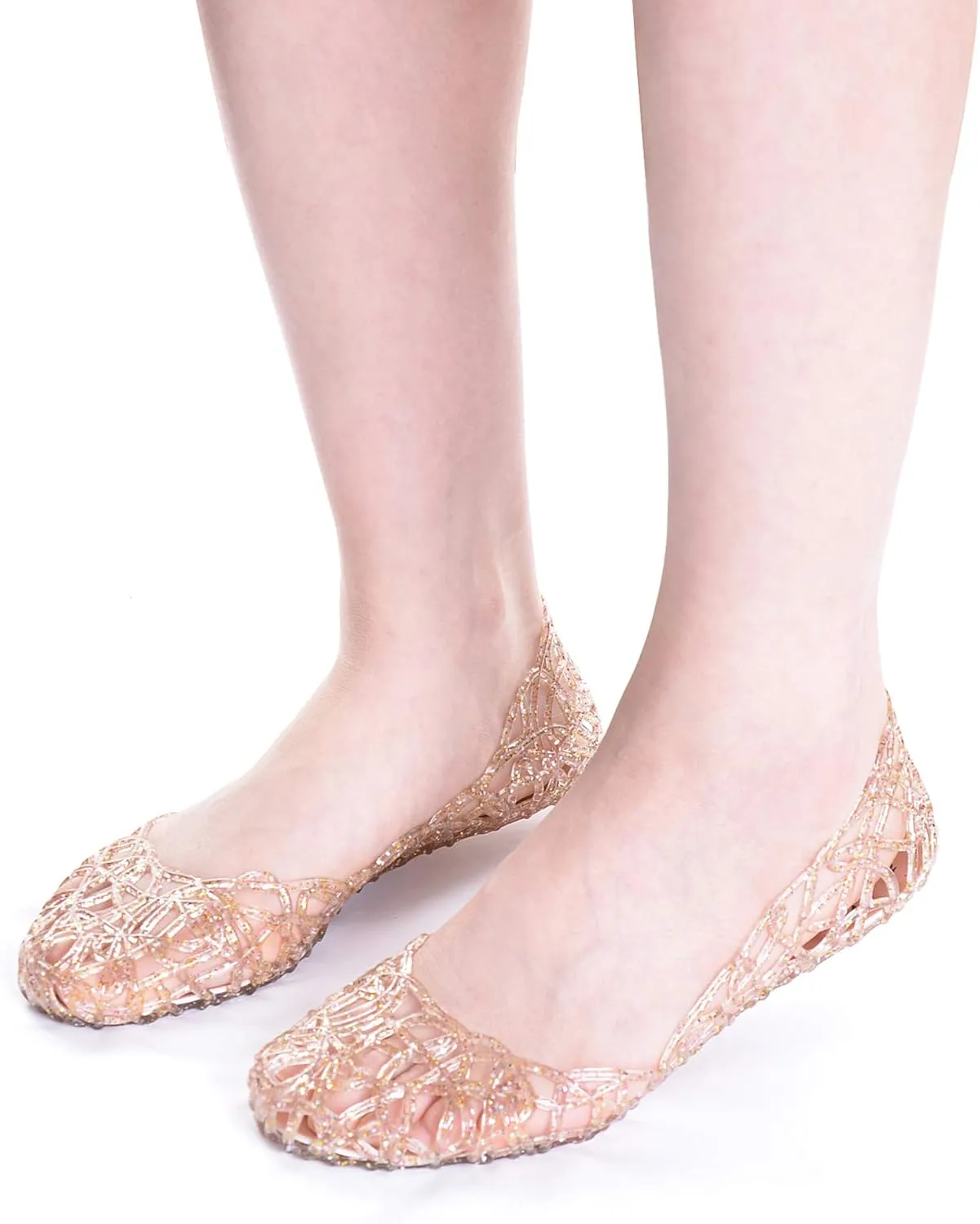 Sweetbox Women's Jelly Ballet Flat Shoes Summer Beach Women's Slip On Jelly Sandals Hollow Out Casual Garden Shoes Breathable Bird Nest Pumps