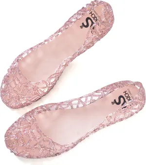 Sweetbox Women's Jelly Ballet Flat Shoes Summer Beach Women's Slip On Jelly Sandals Hollow Out Casual Garden Shoes Breathable Bird Nest Pumps