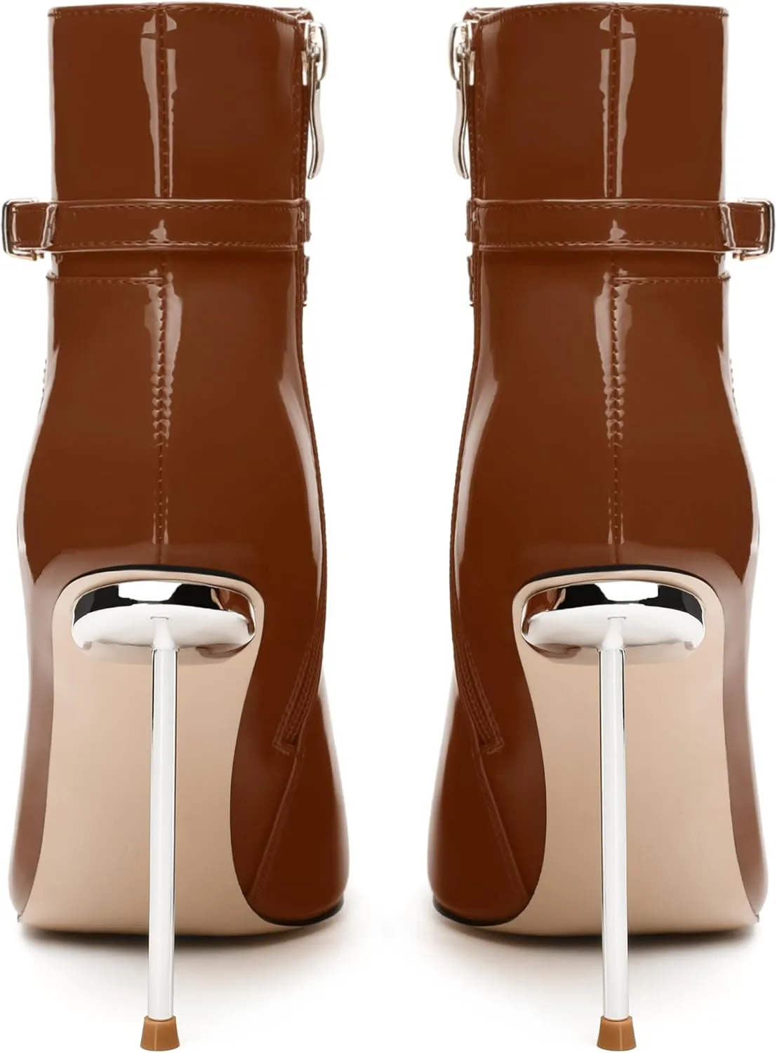 WAYDERNS High Heel Ankle Boots for Women Pointed Toe Patent Stiletto Heels 4.3 Inch with Side Zipper Booties Sexy Evening Party Dating Short Boots