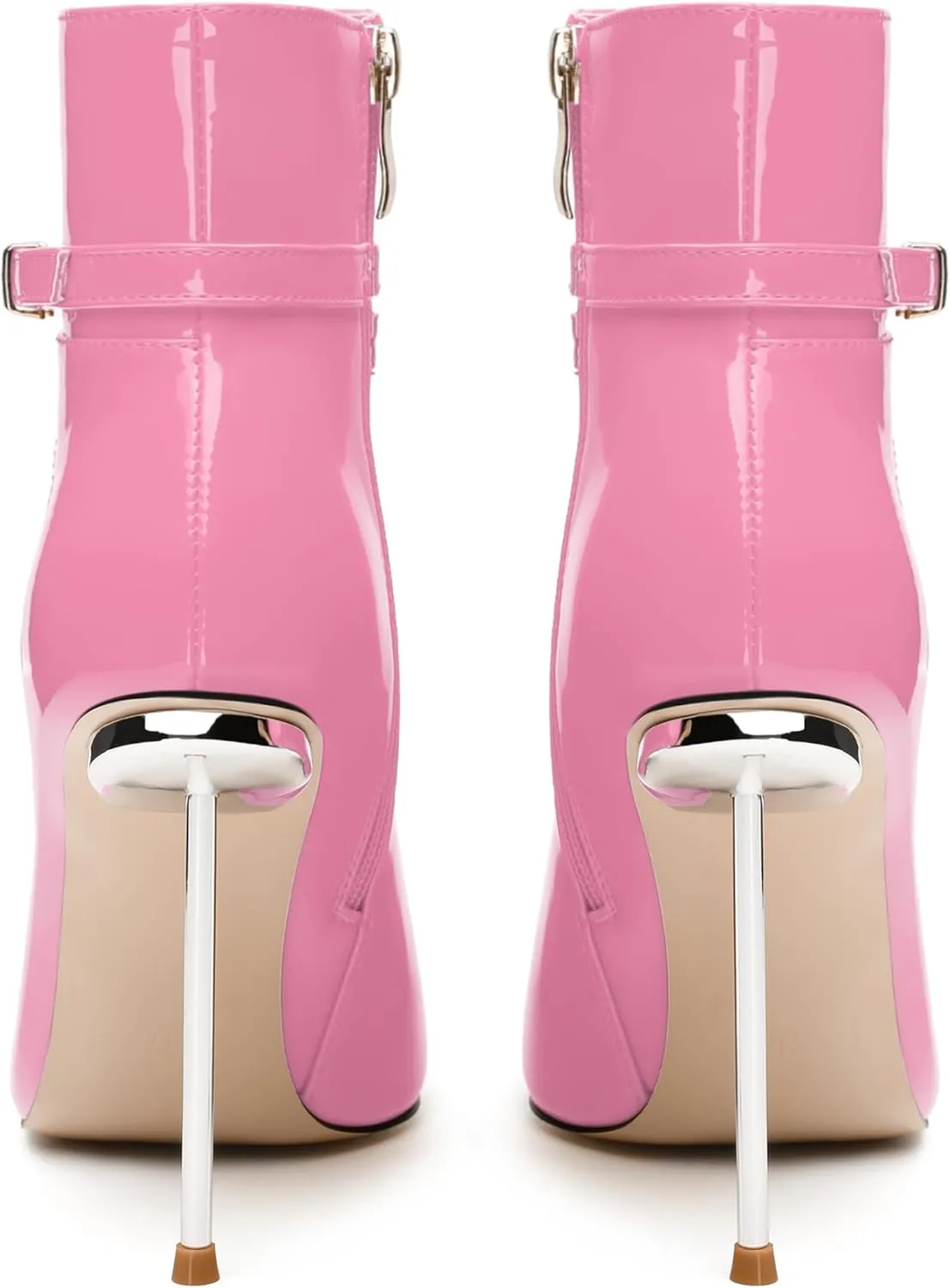 WAYDERNS High Heel Ankle Boots for Women Pointed Toe Patent Stiletto Heels 4.3 Inch with Side Zipper Booties Sexy Evening Party Dating Short Boots