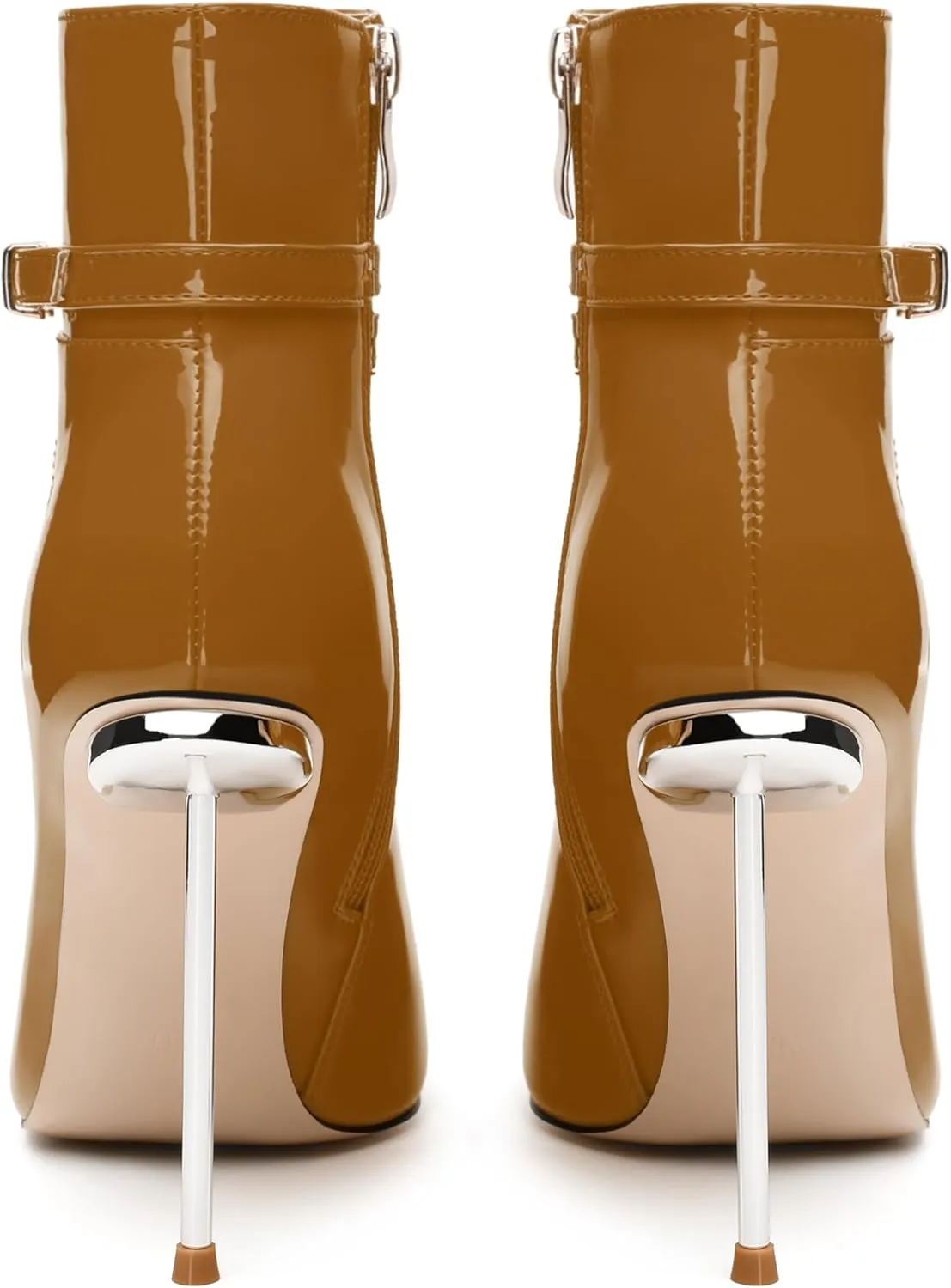 WAYDERNS High Heel Ankle Boots for Women Pointed Toe Patent Stiletto Heels 4.3 Inch with Side Zipper Booties Sexy Evening Party Dating Short Boots